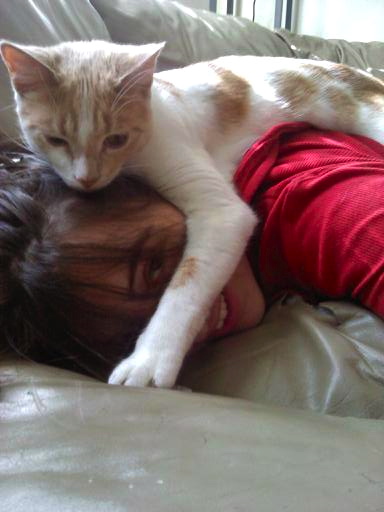 Catie and her cat Harley